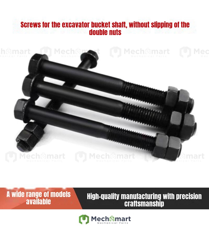 excavator bucket pin bucket shaft bucket ear screw high strength 12.9 piercing shaft screw double nut excavator parts