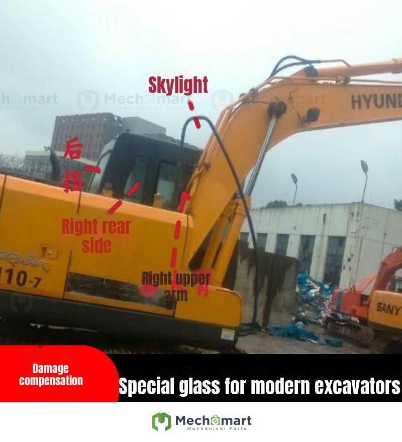 Excavator cab glass R110 150 215 220 225-9 front and rear gear doors and windows tempered glass