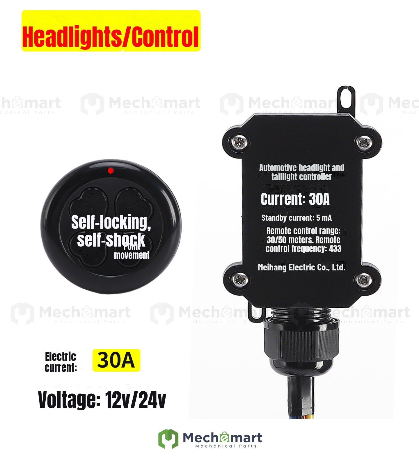 Car off-road vehicle spotlight modification, high flash current, 60A, remote control switch controller with safe far and near light