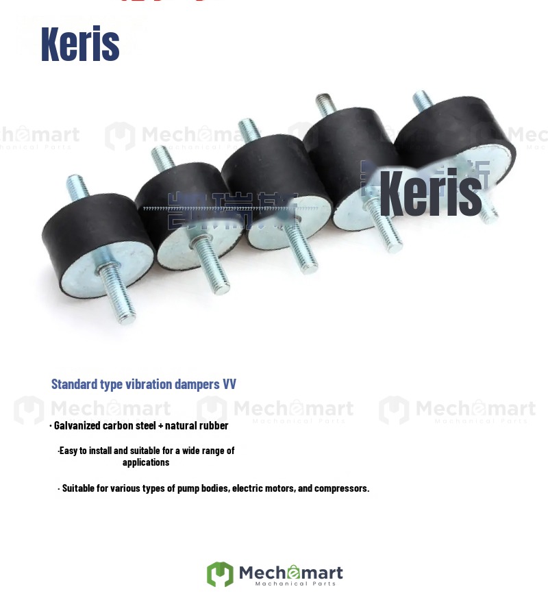 NHE01 rubber shock absorber VV type double external screw shockproof column rubber block buffer M3M4M5M6M8M10