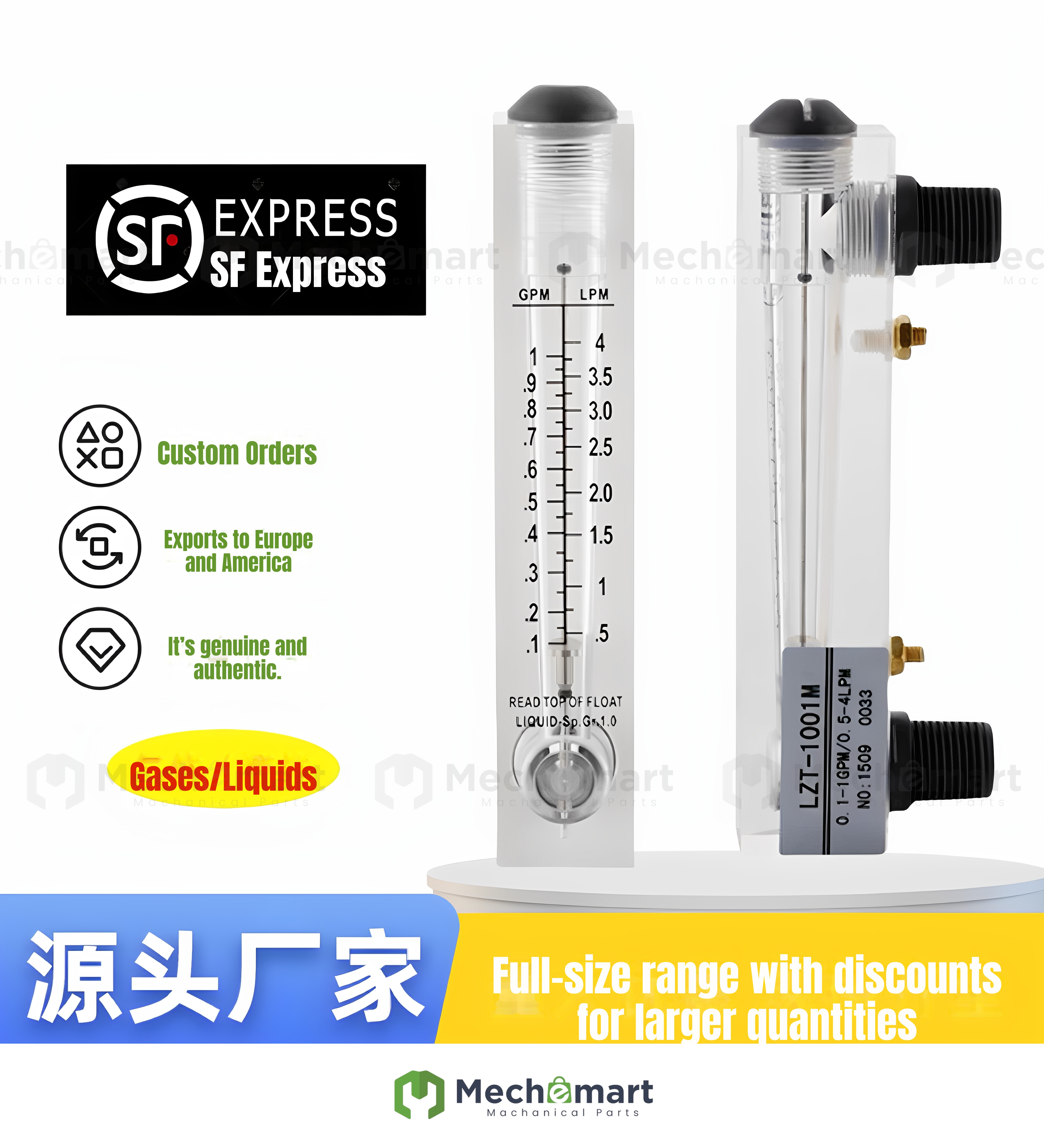 LZT-15M floating ball type nitrogen empty glass rotor ammonia gas flow meter liquid water stainless steel 316