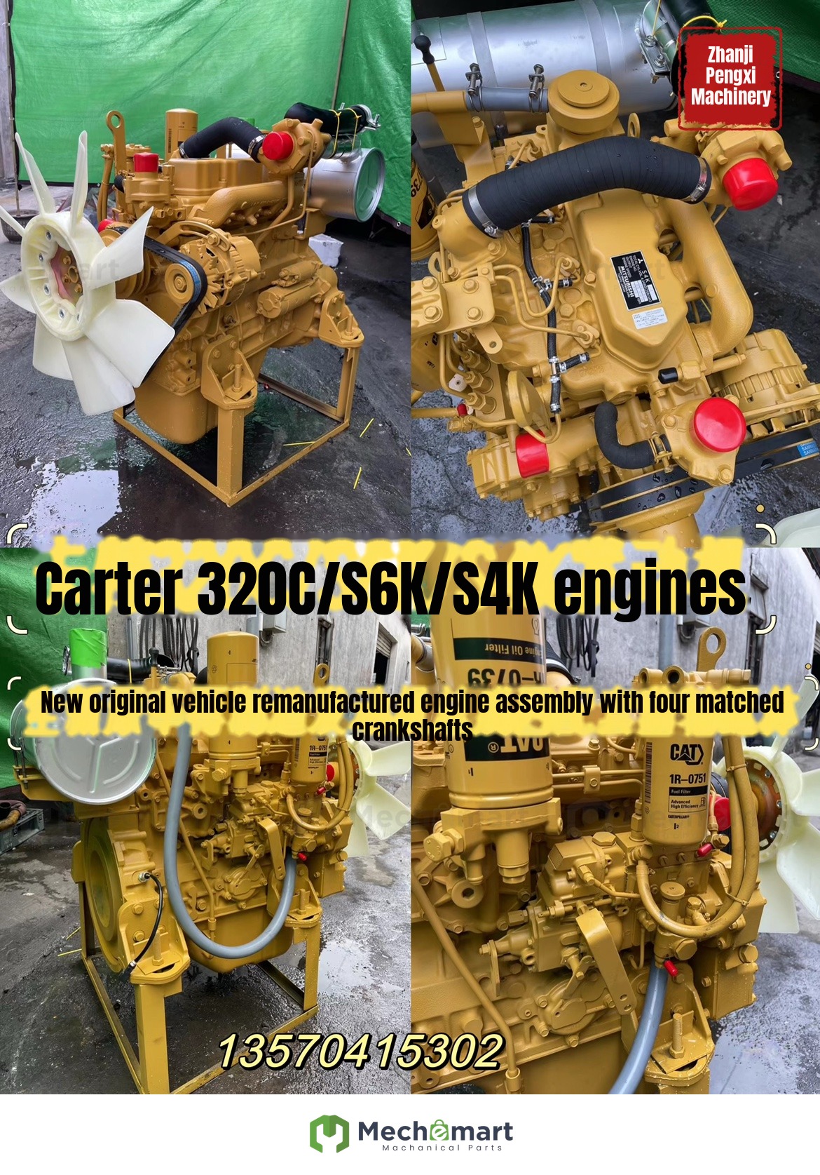 Cat 320C S6K S4K 320 312B excavator engine assembly cylinder piston four supporting accessories