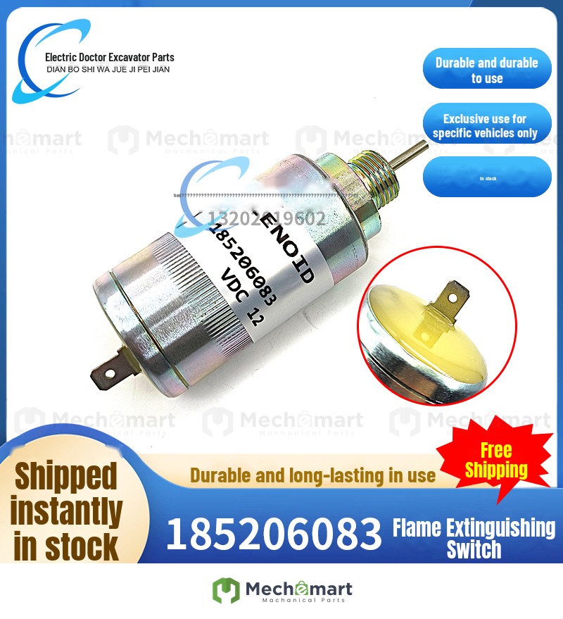 Perkins 402D-05 engine flameout solenoid valve switch parking oil shut-off solenoid valve 185206083 excavator