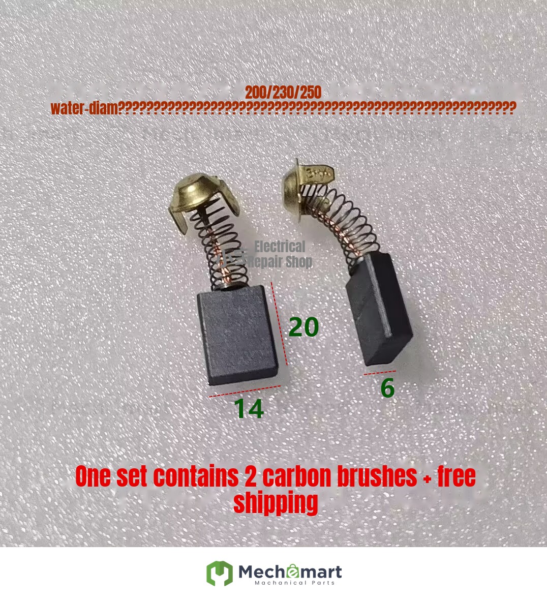 Suitable for Shanghai Feisuifishu Kushen 200/230/250 water drilling rig drilling carbon brush 6*14*20