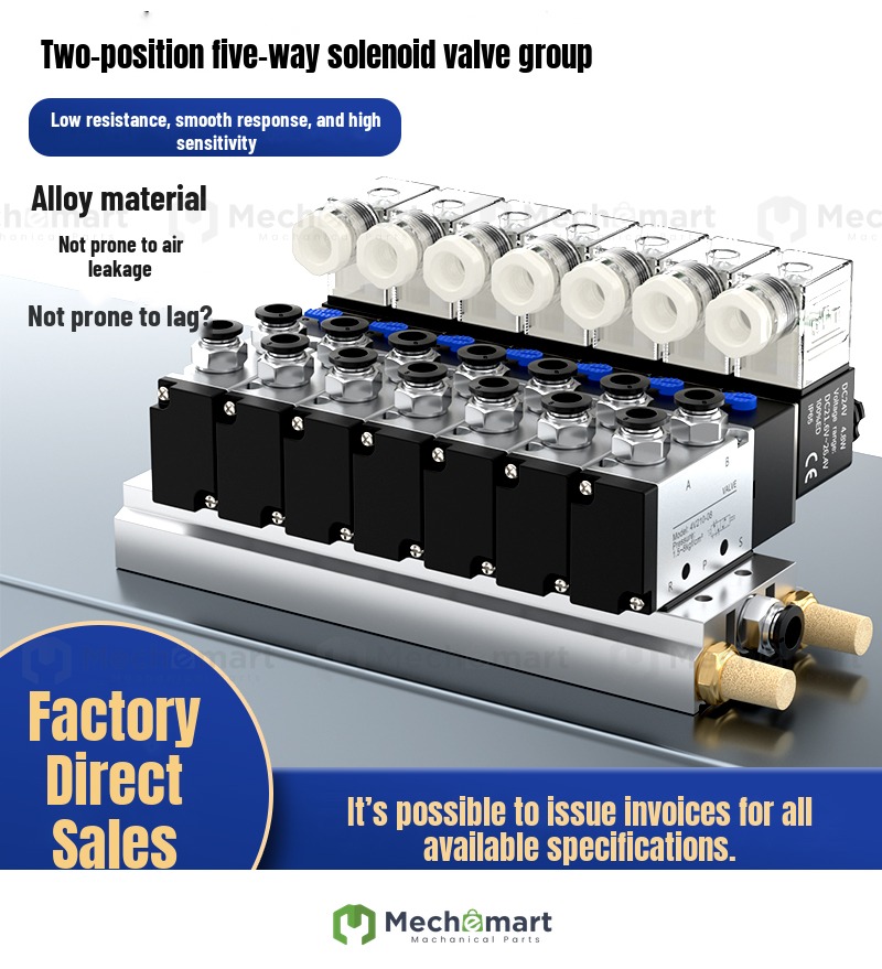 4V210-08 electromagnetic control air valve combination two-position five-way DC24V/AC220V pneumatic switch reversing valve