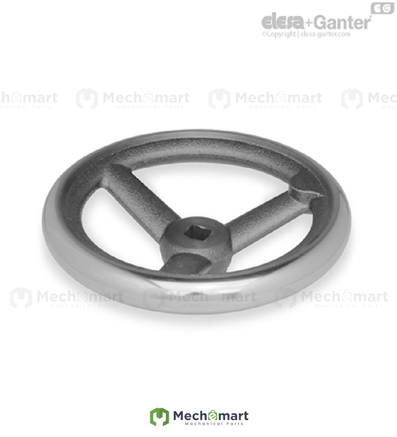 Elesa+Ganter Elisa Gunter Square Hole Cast Iron Spoke Handwheel DIN 950-GG-80-V9-F