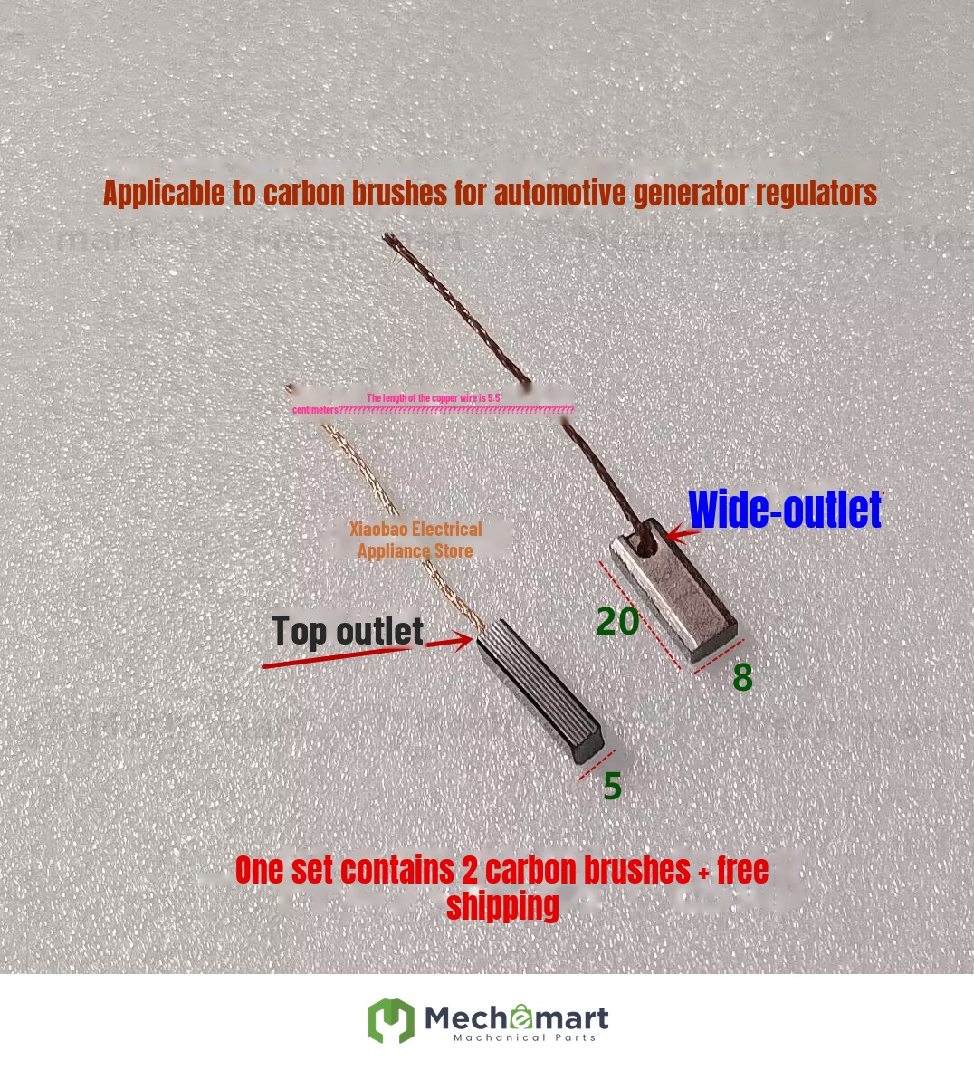 Suitable for BYD Jinzhou Hannah generator regulator carbon brush rear outlet 5*8*20