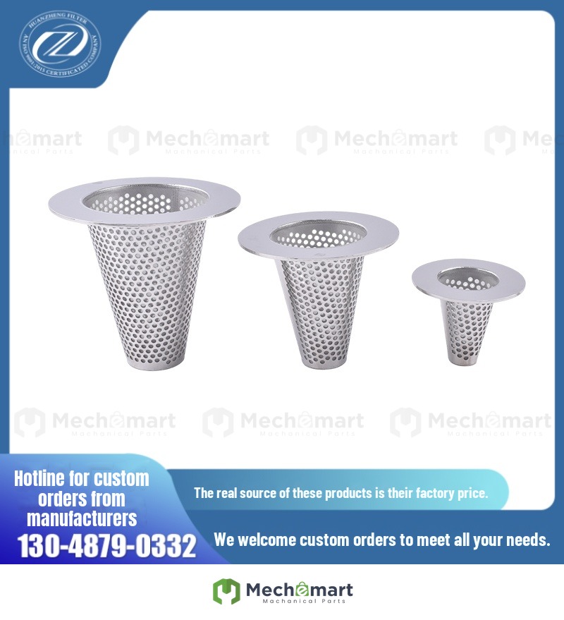 304 stainless steel perforated plate conical filter DN100 pipe wafer temporary filter cylinder double layer 150 mesh