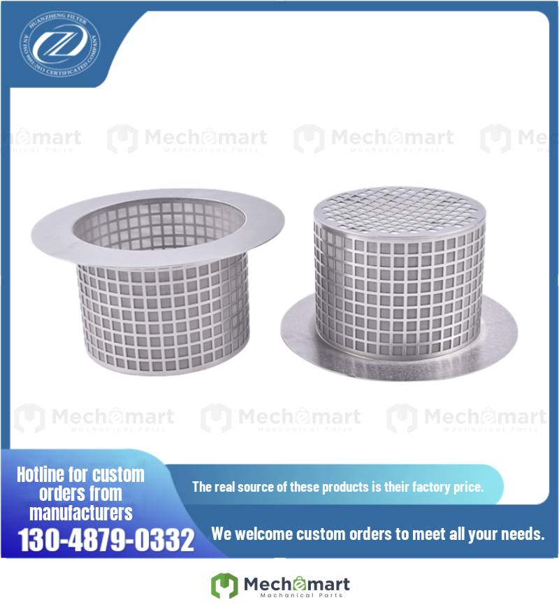 304 stainless steel square hole perforated plate filter element water treatment filter cylinder DN100 pipeline filter 80 mesh filter