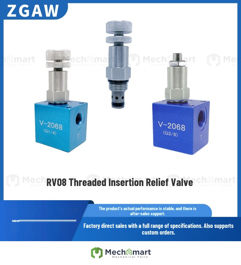 hydraulic manual adjustable pressure safety valve RV08 threaded cartridge relief valve V2068 pressure valve