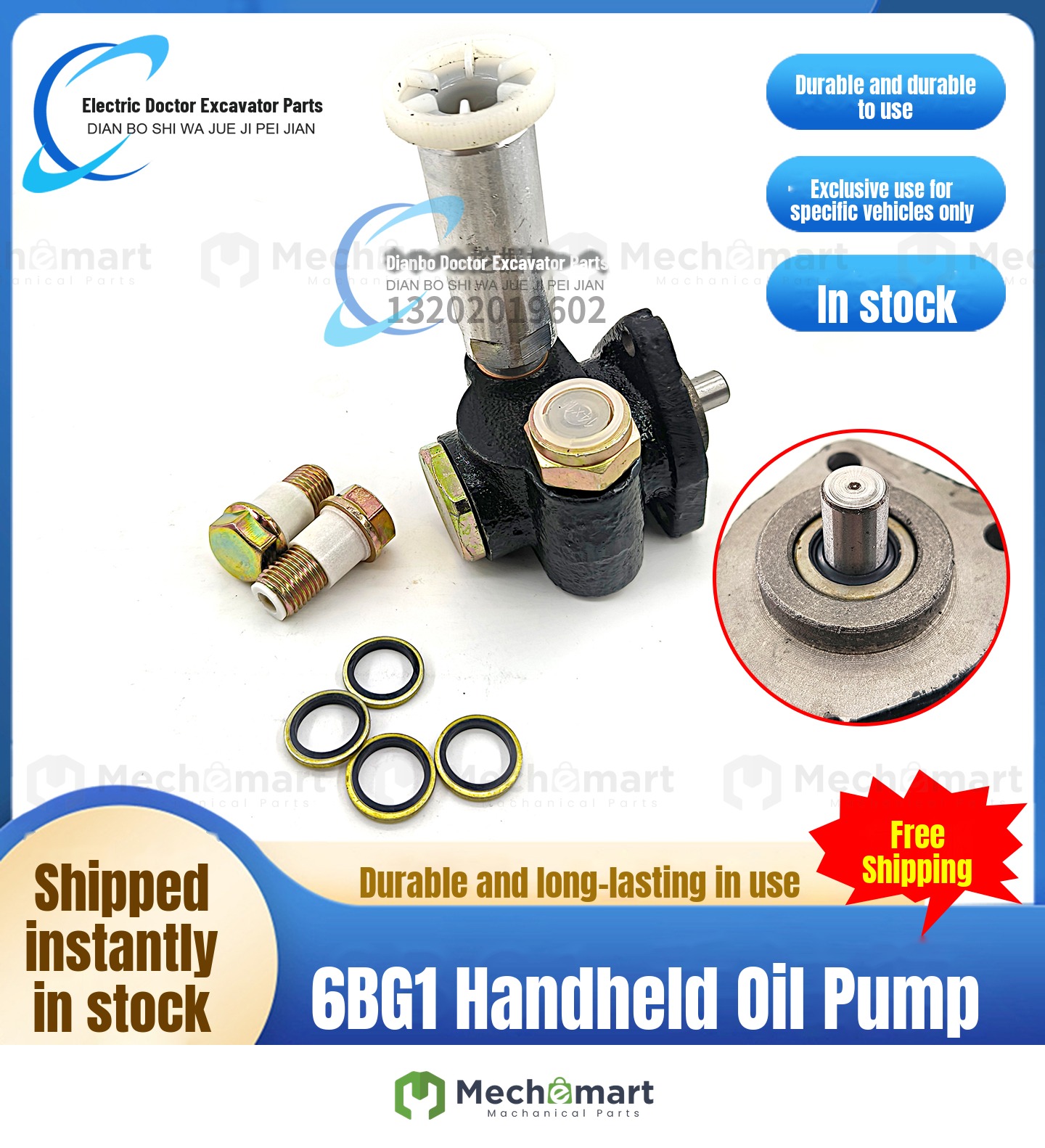 Suitable excavator accessories Doosan Daewoo 55 Hitachi 200-5/6 Sumitomo 200A3 fuel pump 6BG1 hand oil pump