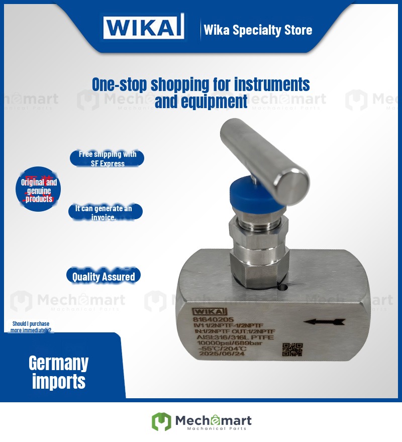 WIKA pressure gauge accessories needle valve 1V1 valve does not rotate in the valve cap, low wear design, WIKA valve