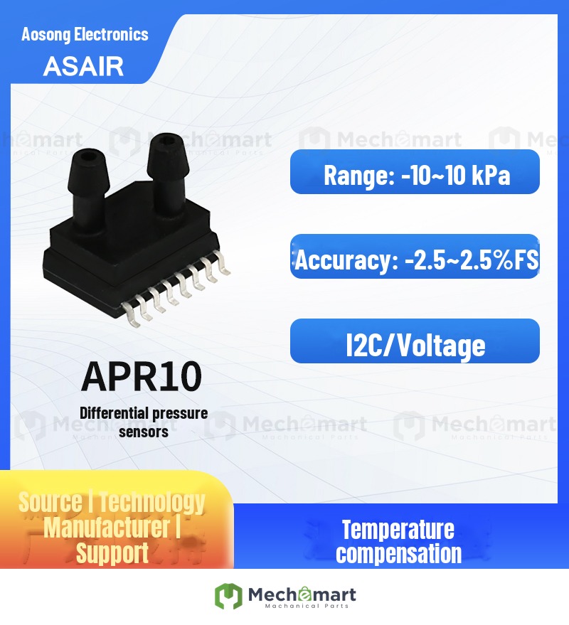 ASAIR High Accuracy Differential Pressure Sensor IIC/Voltage Output Gas Pressure Sensor Module APR10