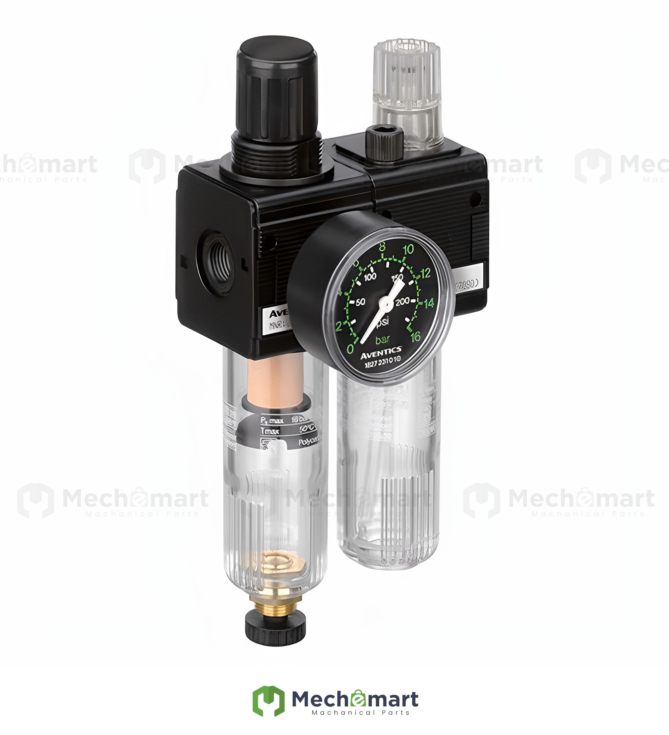 AVENTICS NL2 series air source duplex with pressure gauge, G1/4 and G3/8 0-10bar