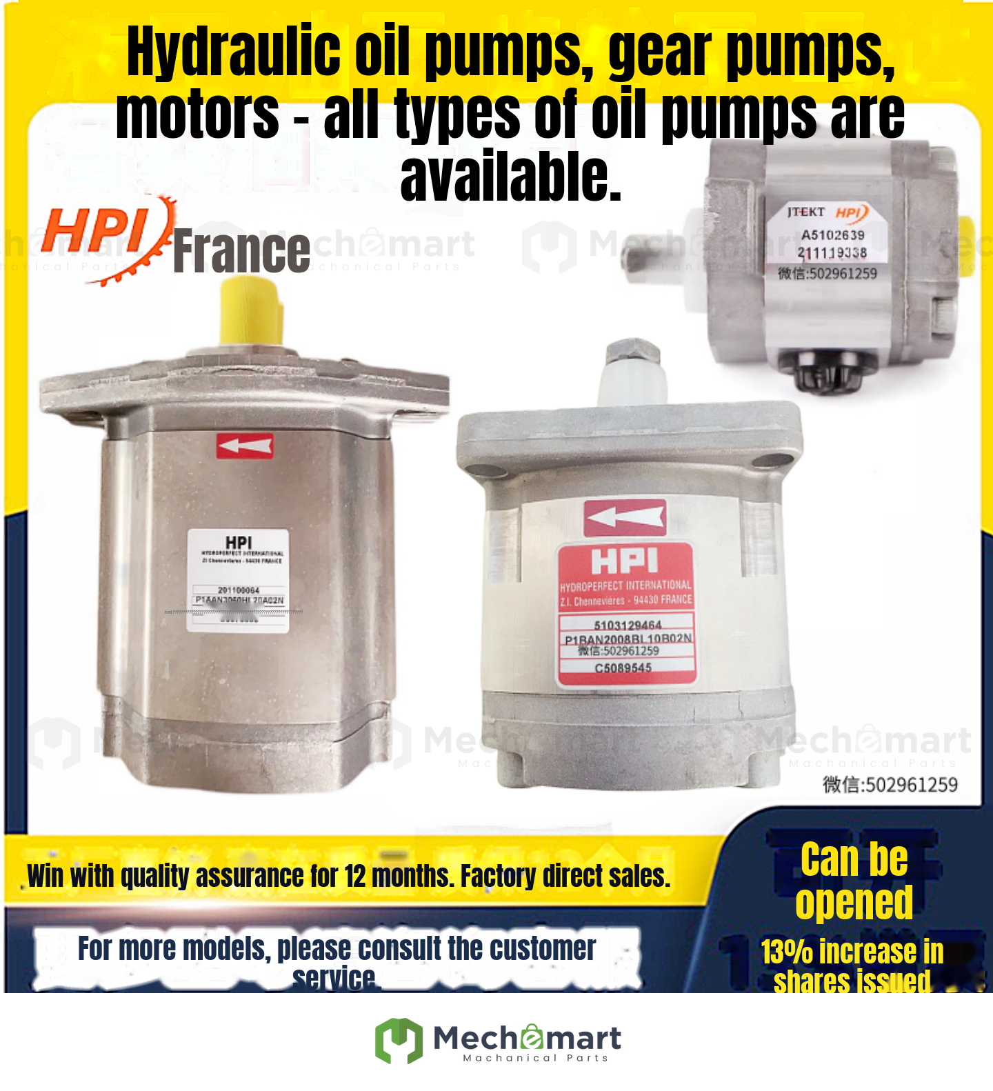 French HPI gear pump loading engine oil pump P1AAN3060HL P1BAN2630 P1AAN3031HL